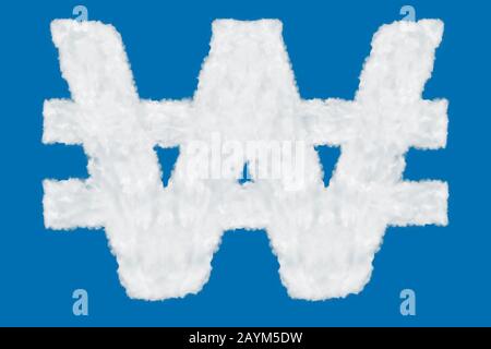La Corée du Sud a gagné l'élément de signe de la monnaie fait de nuages sur fond bleu au-dessus du ciel Banque D'Images
