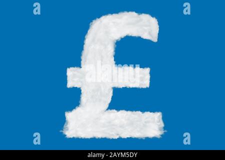 Royaume-Uni livre sterling monnaie signe élément fait de nuages sur fond bleu au-dessus du ciel Banque D'Images
