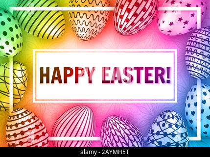 Bonne carte de vœux de Pâques avec œufs. Illustration vectorielle Illustration de Vecteur