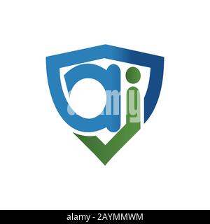 Première lettre ai ou ia logo vecteur modèle de conception Illustration de Vecteur