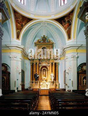 Espagne, Aragon, province de Saragosse, Ejea de los Caballeros. Église notre-Dame la Vierge de l'olive. Il a été réformé dans le style baroque en 1765. Vue de l'intérieur. Banque D'Images