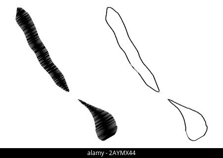 Îles Agalega (République de Maurice, l'île, les districts de l'Île Maurice) map vector illustration, scribble sketch carte Agalega Illustration de Vecteur