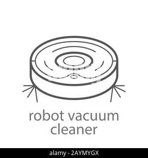 Icône linéaire isolée du robot-aspirateur. Illustration simple d'éléments à partir d'icônes de concept de maison intelligente. Illustration Vectorielle. SPE 10 Illustration de Vecteur