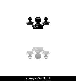 Groupe Bandit. Symbole noir sur fond blanc. Illustration simple. Icône Vecteur Plat. Ombre De Réflexion Miroir. Peut être utilisé dans le logo, le Web, le mobile et Illustration de Vecteur