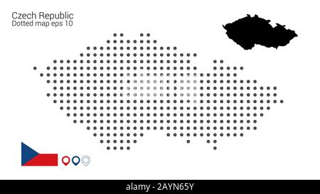 Carte de la République tchèque pointillée sur fond blanc. Illustration de la conception Web ou des infographies. Fichier vectoriel dans eps 10 modifiable et évolutif Illustration de Vecteur