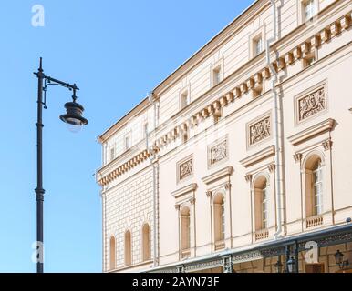 Gros plan sur l'architecture du théâtre Bolshoy (grand théâtre) à Moscou, en Russie Banque D'Images