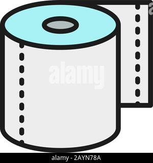 Rouleau de papier toilette, serviettes de table couleur plat icône. Illustration de Vecteur