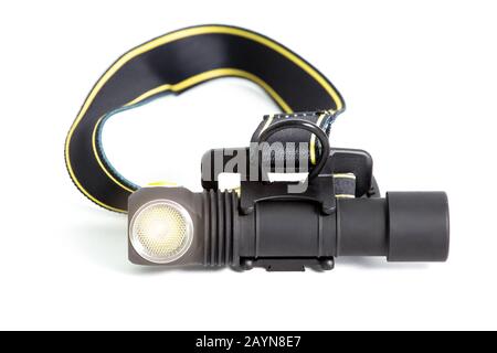 Lampe de poche avec faisceau lumineux prise de vue en studio Banque D'Images