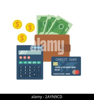 Concept d'audit. Conception réaliste de la comptabilité, de la recherche, du calcul, de la planification, de la gestion, de l'analyse financière, des données. Vue de dessus. Contexte commercial Illustration de Vecteur