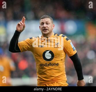 15.2.2020 Leicester, Angleterre. Rugby Union. Jimmy Gopperth en action pour Wasps lors du match de la tournée 9 de Gallagher, disputé entre Leicester Tigers et Wasps rfc au stade Welford Road, Leicester. © Phil Hutchinson/Alay Live News Banque D'Images