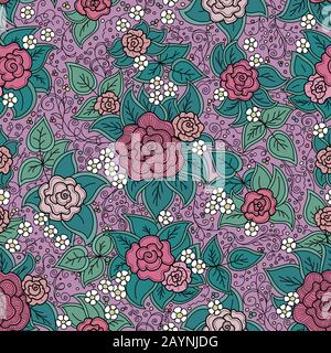 motif fleuri vectoriel sans couture avec roses Illustration de Vecteur