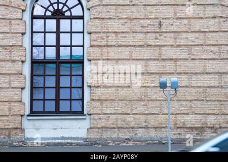 éclairage de lampes de maisons et de places Banque D'Images