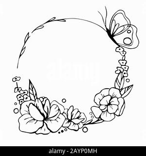 dessin de cercle de fleurs