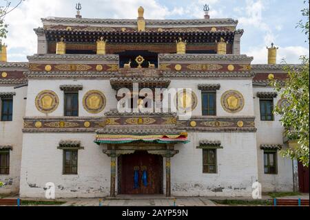 Le temple de Laviran, qui fait partie du monastère d'Erdene Zuu à Kharakhorum (Karakorum), Mongolie, Mongolias le plus grand monastère, (patrimoine mondial de l'UNESCO) Banque D'Images