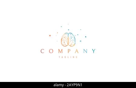 Logo vectoriel couleur sur lequel une image abstraite du cerveau sous forme d'arbre. Illustration de Vecteur