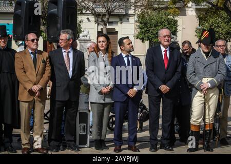 16 février 2020: 16 février 2020 (Malaga) une récréation historique a organisé L'entrée de Riego à Malaga Ce mois-Ci marque deux cents ans depuis l'entrée du général Rafael de Riego dans la ville, qui a eu lieu le 18 février 1820. L'événement commence par un défilé de membres des associations historiques Teodoro Reding et Torrijos 1831. Crédit: Lorenzo Carnero/Zuma Wire/Alay Live News Banque D'Images