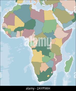 Carte du continent africain avec les pays Illustration de Vecteur