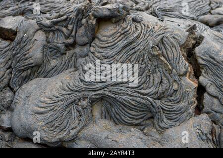 Formations de lave à Sullivan Bay, Santiago Island (île James) dans les îles Galapagos, Équateur. Banque D'Images