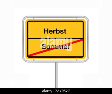 City limit Sign lettering Sommer - Herbst, été - automne, Allemagne Banque D'Images