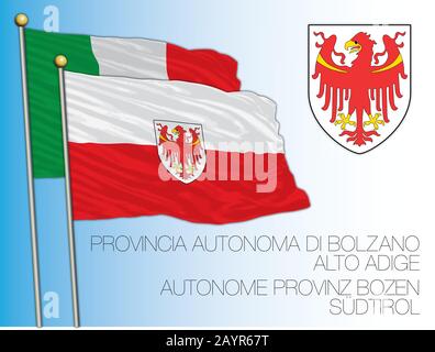 Drapeau officiel et armoiries de la province autonome de Bolzano, Italie, illustration vectorielle Illustration de Vecteur