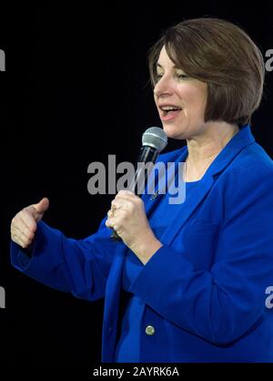 Las Vegas, Nevada, États-Unis. 16 février 2020. Le sénateur américain AMY KLOBUCHAR (D-MN) parle à United for Infrastructure's Moving America Forward Presidential Forum tenu à l'Université du Nevada de Las Vegas. Crédit: Brian Cahn/Zuma Wire/Alay Live News Banque D'Images