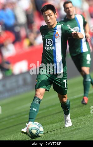 SÉVILLE, 16-02-2020. Ligue Espagnole De La Division Primera. LaLiga. Estadio Ramon Sanchez-Pizjuan. Wu Lei (RCD Espanyol) pendant le jeu Sevilla FC - RCD Espanyol de Barcelona. Banque D'Images