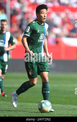 SÉVILLE, 16-02-2020. Ligue Espagnole De La Division Primera. LaLiga. Estadio Ramon Sanchez-Pizjuan. Wu Lei (RCD Espanyol) pendant le jeu Sevilla FC - RCD Espanyol de Barcelona. Banque D'Images