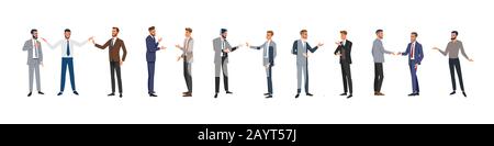 Hommes d'affaires isolés. Le groupe de personnes d'affaires pose différentes. Illustration vectorielle. Illustration de Vecteur