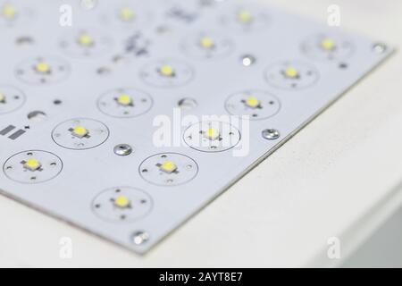 Panneau d'éclairage LED, photo macro avec mise au point douce sélective Banque D'Images