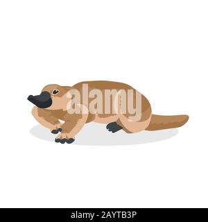 platypus icône caricature en voie de disparition symbole d'animal sauvage australien faune espèce concept plate illustration vectorielle Illustration de Vecteur
