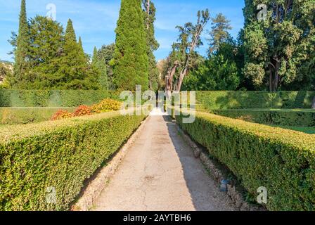 Célèbre Jardin De La Renaissance Italienne. Jardins Tivoli. Parcs et arbres de la Villa d'Este. Région du Latium, Italie Banque D'Images