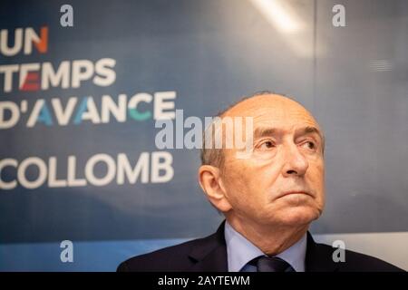 Le 06/02/2020, Lyon, Auvergne-Rhône-Alpes, France-Gérard Collomb, Maire de Lyon, lors d'une conférence de presse pour les élections métropolitaines. Banque D'Images