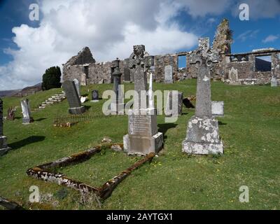 Les ruines de l'ancienne église paroissiale Cill Chriosd ou Kilchrist sur L'île de Skye, Ecosse, Royaume-Uni. Banque D'Images