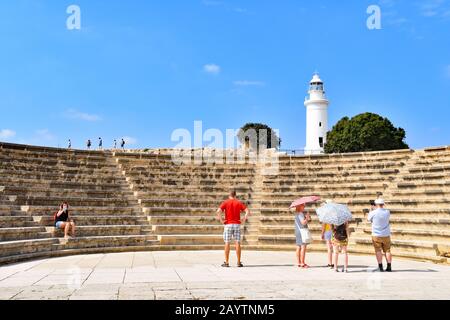 Éditorial / KATO PAFOS - CHYPRE Oct 2018 le phare du site archéologique de Kato Pafos sur l'île de Cyrpus. Banque D'Images