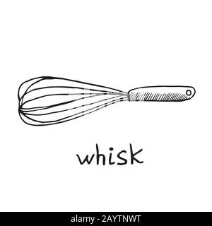 Fouet, dessin de gribouille dessiné à la main, illustration noire et blanche Banque D'Images