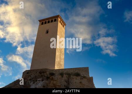 Château de la tour Albarrana de Maluenda dans la province de Saragosse, Espagne Banque D'Images