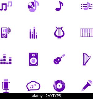 Jeu d’icônes de la musique Illustration de Vecteur