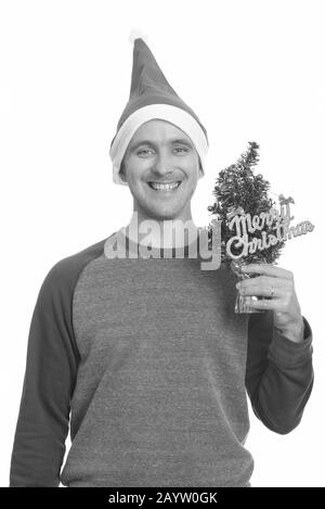 Portrait de heureux homme prêt pour Noël Banque D'Images