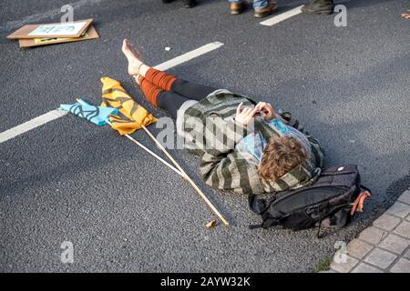 Protestation contre la rébellion d'extinction devant le parlement irlandais à Dublin, en Irlande. Banque D'Images