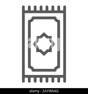 Icône de ligne de Rug de prière, ramadan et islam, signe de tapis de prière, graphiques vectoriels, un modèle linéaire sur un fond blanc, eps 10. Illustration de Vecteur