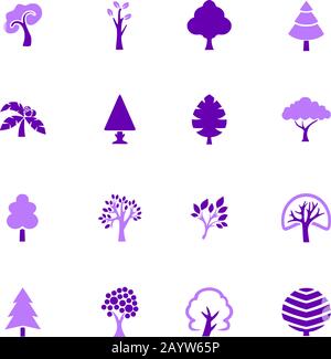 Ensemble d’icônes arbre Illustration de Vecteur