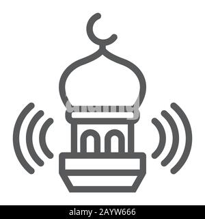 Icône de ligne d'appel Adhan, ramadan et religion, signe de mosquée, graphiques vectoriels, un modèle linéaire sur un fond blanc, eps 10. Illustration de Vecteur