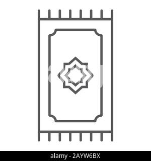 Prière Rug icône de ligne mince, ramadan et islam, signe de tapis de prière, graphiques vectoriels, un modèle linéaire sur un fond blanc, eps 10. Illustration de Vecteur