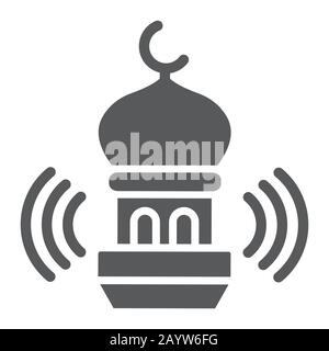 Adhan appelle icône glyphe, ramadan et la religion, signe de mosquée, graphiques vectoriels, un modèle solide sur un fond blanc, eps 10. Illustration de Vecteur