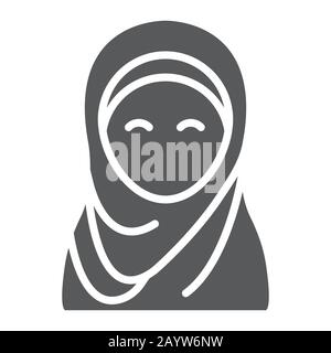 Hijab glyphe icône, ramadan et islam, femme musulmane signe, graphiques vectoriels, un modèle solide sur un fond blanc, eps 10. Illustration de Vecteur