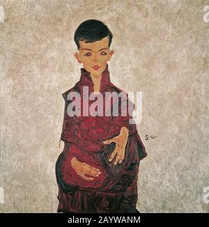 Portrait De Herbert Reiner. Musée: Österreichische Galerie Belvedere, Vienne. Auteur: Egon SCHIELE. Banque D'Images