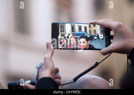 Jasmine Cristallo lors d'une démonstration du mouvement 'Sardines' à Rome, Italie Banque D'Images