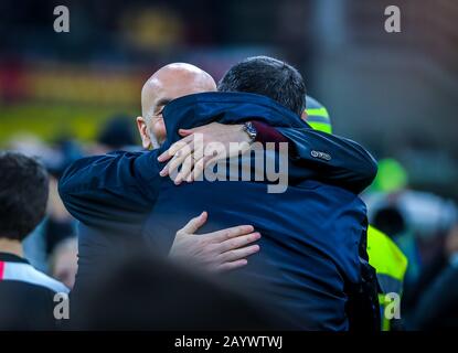 Entraîneur en chef de l'ac milan stefano pioli et entraîneur en chef de juventus maurizio sarri pendant le match de l'AC milan contre juventus Italie 2019/20 entre ac milan et juventus au TH Banque D'Images