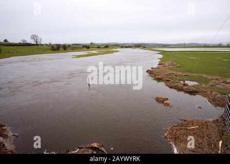Rivière Ribble inondant sous Cowbridge Banque D'Images