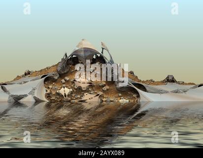 Paysage virtuel rendu par ordinateur pour le design créatif Banque D'Images